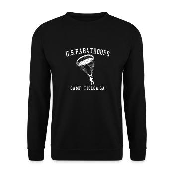 U.S. PARATROOPS WW2 Camp Toccoa GA parachute white - Unisex Pullover - Schwarz - Vorne - Alina (178cm) & Michal (187cm)