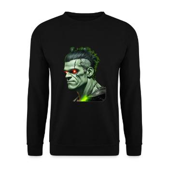 Halloween Green Monster 5 - Unisex Sweatshirt - black - Front - Alina (178cm) & Michal (187cm)