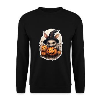 Halloween Hexerhäschen - Unisex Pullover - Schwarz - Vorne - Alina (178cm) & Michal (187cm)
