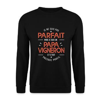 je suis un papa Vigneron cadeau vigneron humour - Sweat-shirt Unisexe - noir - Devant - Alina (178cm) & Michal (187cm)