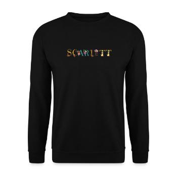 SCARLETT Namenskunst mit Blumen gestickt - Unisex Pullover - Schwarz - Vorne - Alina (178cm) & Michal (187cm)