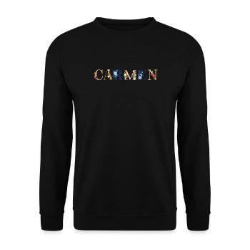 CARMEN Namenskunst mit gestickten Blumen - Unisex Pullover - Schwarz - Vorne - Alina (178cm) & Michal (187cm)