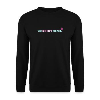 Yo! Spicy Mofos. | Retro Y2K Style - Unisex Pullover - Schwarz - Vorne - Alina (178cm) & Michal (187cm)
