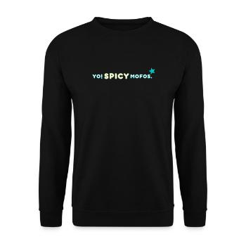 Yo! Spicy Mofos. | Retro Streetwear Statement - Unisex Pullover - Schwarz - Vorne - Alina (178cm) & Michal (187cm)