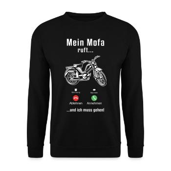 Mofa Vintage Geschenk 2 Takter Mokick Moped - Unisex Pullover - Schwarz - Vorne - Alina (178cm) & Michal (187cm)
