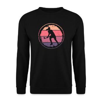 Joueuse de hockey hockey sur gazon Femmes Hockey filles - Sweat-shirt Unisexe - noir - Devant - Alina (178cm) & Michal (187cm)