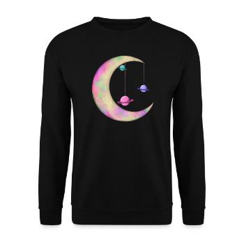 Colorful Moon with Planets - Unisex Sweatshirt - black - Front - Alina (178cm) & Michal (187cm)