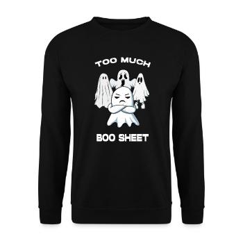 TROP DE BOO SHEET, DRÔLES DE FANTÔMES D’HALLOWEEN - Sweat-shirt Unisexe - noir - Devant - Alina (178cm) & Michal (187cm)