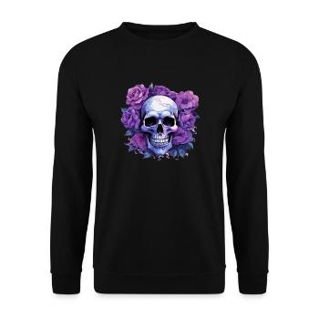 Eternal Blossoms - Skull & Purple Roses - Unisex Sweatshirt - black - Front - Alina (178cm) & Michal (187cm)