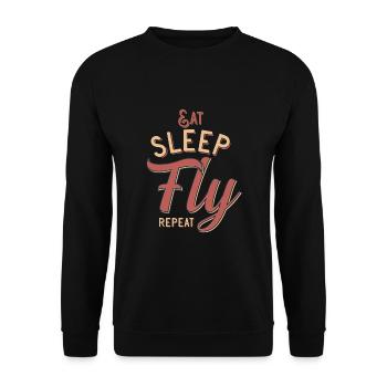 Eat sleep fly repeat - Unisex Sweatshirt - black - Front - Alina (178cm) & Michal (187cm)