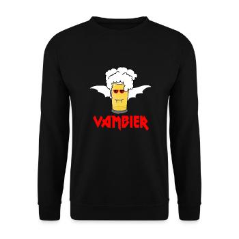 Vambier Halloween JGA Malle Bier Fledermaus Vampir - Unisex Pullover - Schwarz - Vorne - Alina (178cm) & Michal (187cm)