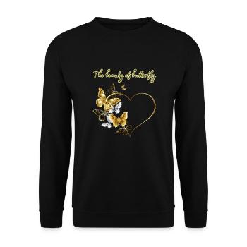 Butterfly Heart Art Butterfly Graphic - Unisex Sweatshirt - black - Front - Alina (178cm) & Michal (187cm)