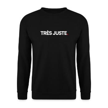 TRÈS JUSTE | Expression humour minimaliste - Sweat-shirt Unisexe - noir - Devant - Alina (178cm) & Michal (187cm)