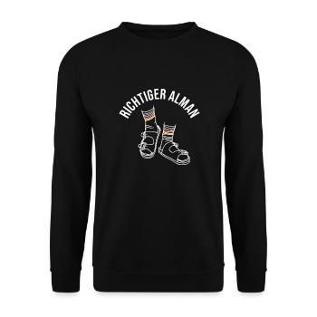 Richtiger Alman - Unisex Pullover - Schwarz - Vorne - Alina (178cm) & Michal (187cm)