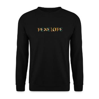 PENELOPE Name Art With Flowers Embroidered - Unisex Sweatshirt - black - Front - Alina (178cm) & Michal (187cm)