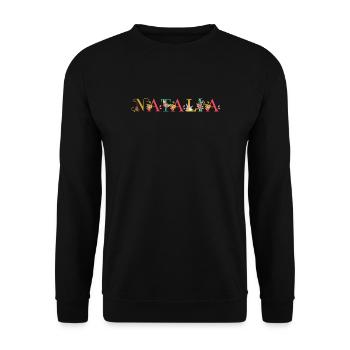 NATALIA Name mit Blumen geschmückt - Unisex Pullover - Schwarz - Vorne - Alina (178cm) & Michal (187cm)