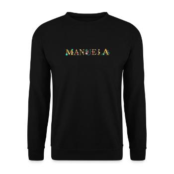 MANUELA name decorated with flowers - Unisex Sweatshirt - black - Front - Alina (178cm) & Michal (187cm)
