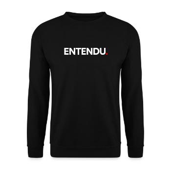 HEARD | Minimalist humor expression - Unisex Sweatshirt - black - Front - Alina (178cm) & Michal (187cm)