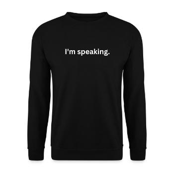 Ich sage ein lustiges Zitat - Unisex Pullover - Schwarz - Vorne - Alina (178cm) & Michal (187cm)