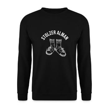 Stolzer Alman - Unisex Pullover - Schwarz - Vorne - Alina (178cm) & Michal (187cm)