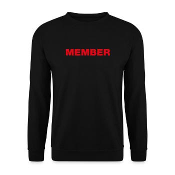 Member Typo Rot - Unisex Pullover - Schwarz - Vorne - Alina (178cm) & Michal (187cm)