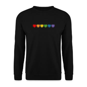 LGBT Rainbow Hearts - Unisex Sweatshirt - black - Front - Alina (178cm) & Michal (187cm)