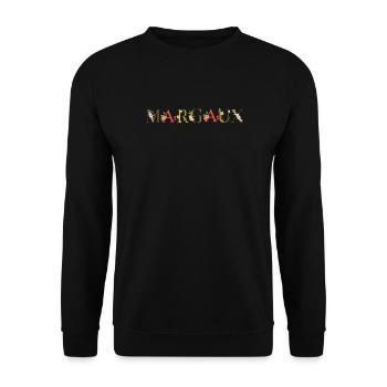 MARGAUX name decorated with flowers - Unisex Sweatshirt - black - Front - Alina (178cm) & Michal (187cm)