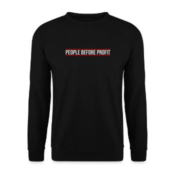 People Before Profit Aktivismus Gerechtigkeit Logo - Unisex Pullover - Schwarz - Vorne - Alina (178cm) & Michal (187cm)