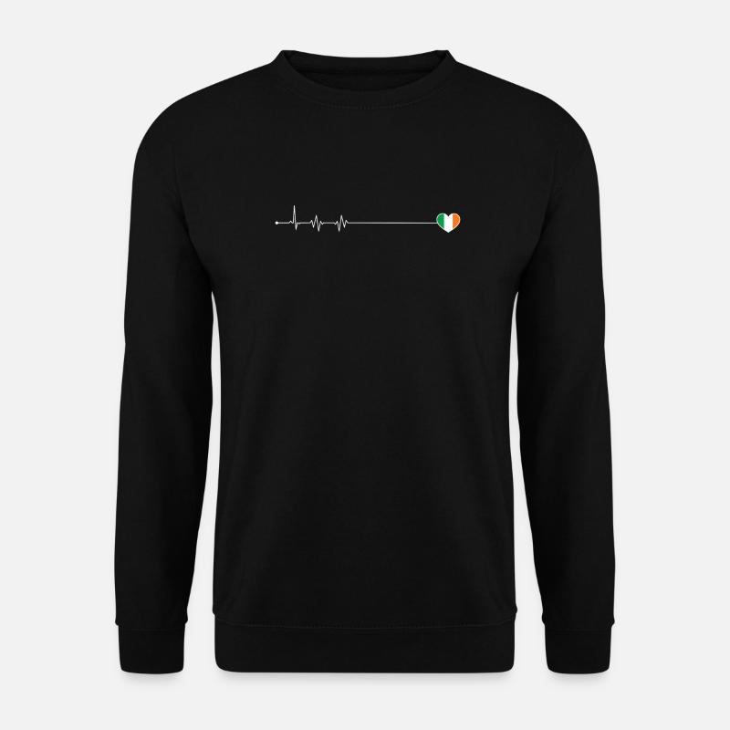 Heartbeat irland Flagge - Unisex Pullover - Schwarz