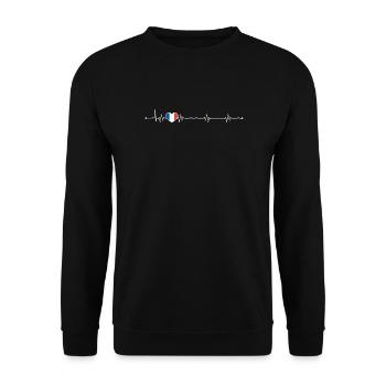 Heartbeat Frankreich Flagge - Unisex Pullover - Schwarz - Vorne - Alina (178cm) & Michal (187cm)