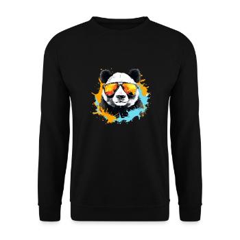 Lunettes de soleil panda idée cadeau vacances panda ours - Sweat-shirt Unisexe - noir - Devant - Alina (178cm) & Michal (187cm)