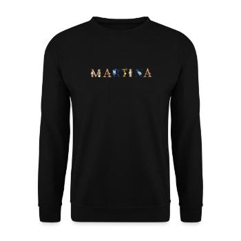 MARTINA Namenskunst mit Blumen bestickt - Unisex Pullover - Schwarz - Vorne - Alina (178cm) & Michal (187cm)