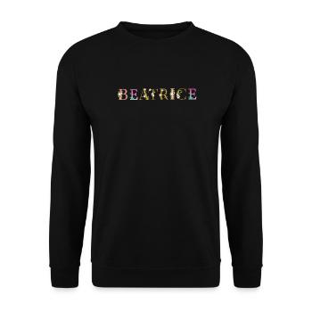BÉATRICE Name mit Blumen geschmückt - Unisex Pullover - Schwarz - Vorne - Alina (178cm) & Michal (187cm)