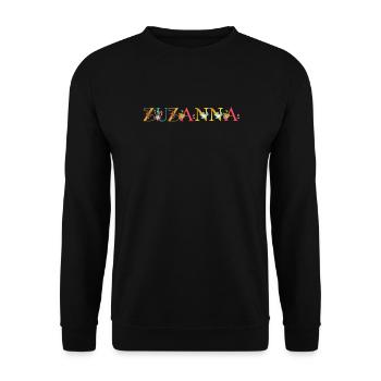 ZUZANNA Name mit Blumen geschmückt - Unisex Pullover - Schwarz - Vorne - Alina (178cm) & Michal (187cm)