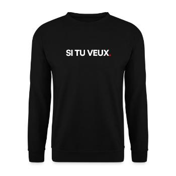 WENN DU WILLST | Minimaler Humorausdruck - Unisex Pullover - Schwarz - Vorne - Alina (178cm) & Michal (187cm)
