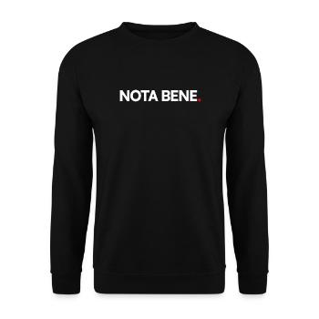 NOTE BENE | Minimalistischer humoristischer Ausdruck - Unisex Pullover - Schwarz - Vorne - Alina (178cm) & Michal (187cm)