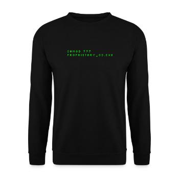 chmod 777 proprietary_os.exe - Humor-Geek-T-Shirt - Unisex Pullover - Schwarz - Vorne - Alina (178cm) & Michal (187cm)