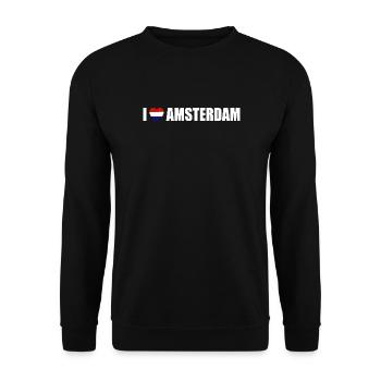 I love Amsterdam Niederlande - Unisex Pullover - Schwarz - Vorne - Alina (178cm) & Michal (187cm)