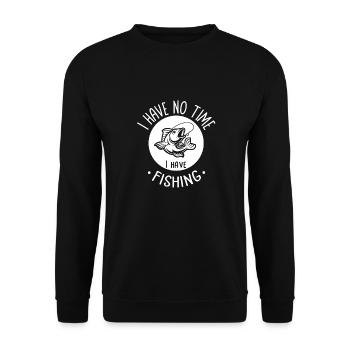 J'ai pas le temps j'ai pêche; fans de peche - Sweat-shirt Unisexe - noir - Devant - Alina (178cm) & Michal (187cm)