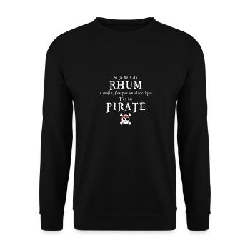 If you drink rum in the morning, you're a pirate - Unisex Sweatshirt - black - Front - Alina (178cm) & Michal (187cm)