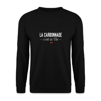 La Carbonnade ist Leben! Für Belgier - Unisex Pullover - Schwarz - Vorne - Alina (178cm) & Michal (187cm)