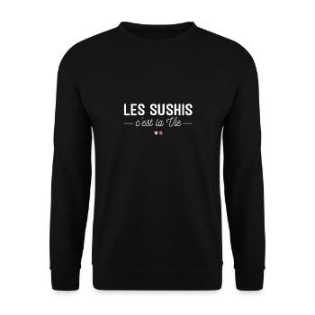Sushi ist Leben! Für Sushi-Fans - Unisex Pullover - Schwarz - Vorne - Alina (178cm) & Michal (187cm)