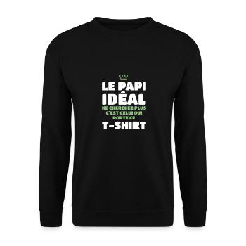 Der ideale Opa, suchen Sie nicht weiter, bin ich - Unisex Pullover - Schwarz - Vorne - Alina (178cm) & Michal (187cm)
