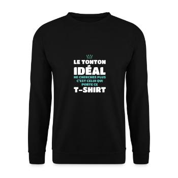 Der ideale Onkel, schau nicht weiter, bin ich - Unisex Pullover - Schwarz - Vorne - Alina (178cm) & Michal (187cm)