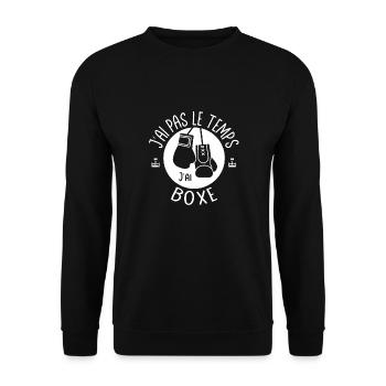 J'ai pas le temps j'ai Boxe. Pour Boxeur - Sweat-shirt Unisexe - noir - Devant - Alina (178cm) & Michal (187cm)