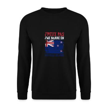 Ich kann nicht, ich bin in Neuseeland - Unisex Pullover - Schwarz - Vorne - Alina (178cm) & Michal (187cm)
