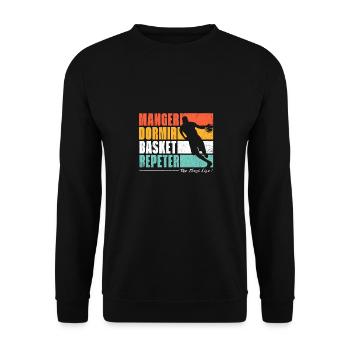 Eat, Sleep, Basketball, Repeat. Basketball fans. - Unisex Sweatshirt - black - Front - Alina (178cm) & Michal (187cm)