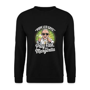 Papst und Margarita - Unisex Pullover - Schwarz - Vorne - Alina (178cm) & Michal (187cm)