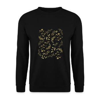 Motif or fleurs feuilles élégant doré noble - Sweat-shirt Unisexe - noir - Devant - Alina (178cm) & Michal (187cm)