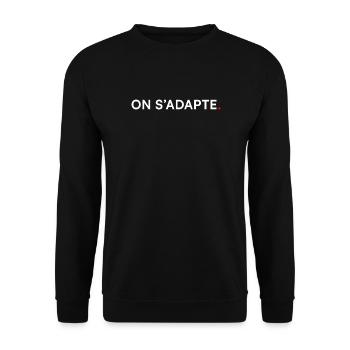 ON S’ADAPTE. Design Minimal Motivation - Sweat-shirt Unisexe - noir - Devant - Alina (178cm) & Michal (187cm)